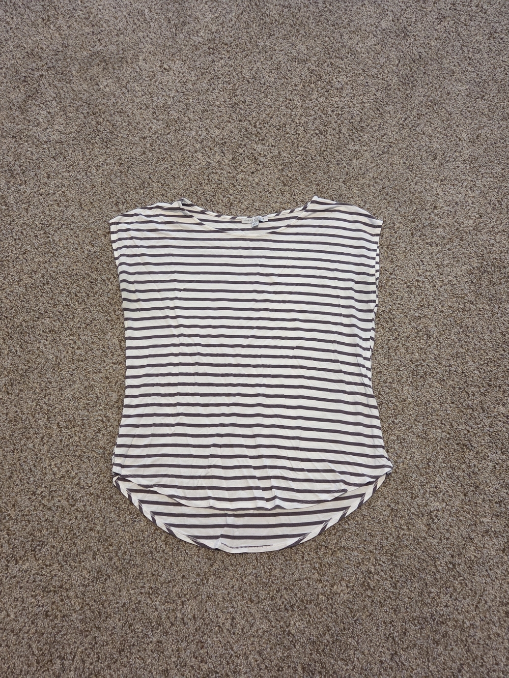 Green Envelope Striped Sleeveless/Short Cap Sleeves Top - Gray & White